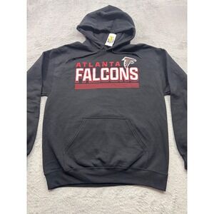 NFL Atlanta Falcons Hoodie Mens Medium Black Graphic Pullover Sweatshirt CSA NEW